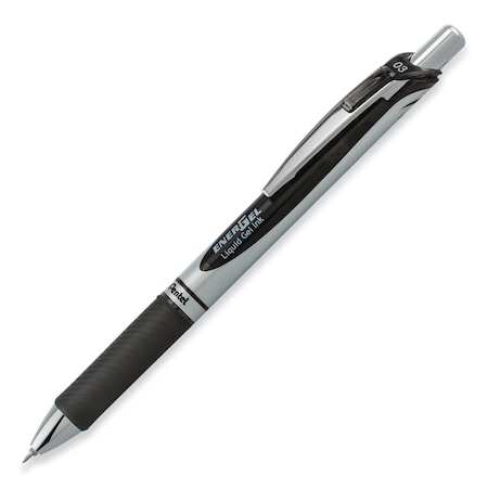 Pentel EnerGel RTX Gel Pen, Retractable, Extra-Fine 0.3 mm, Black Ink, Black/Silver Barrel, 12PK BLN73-A